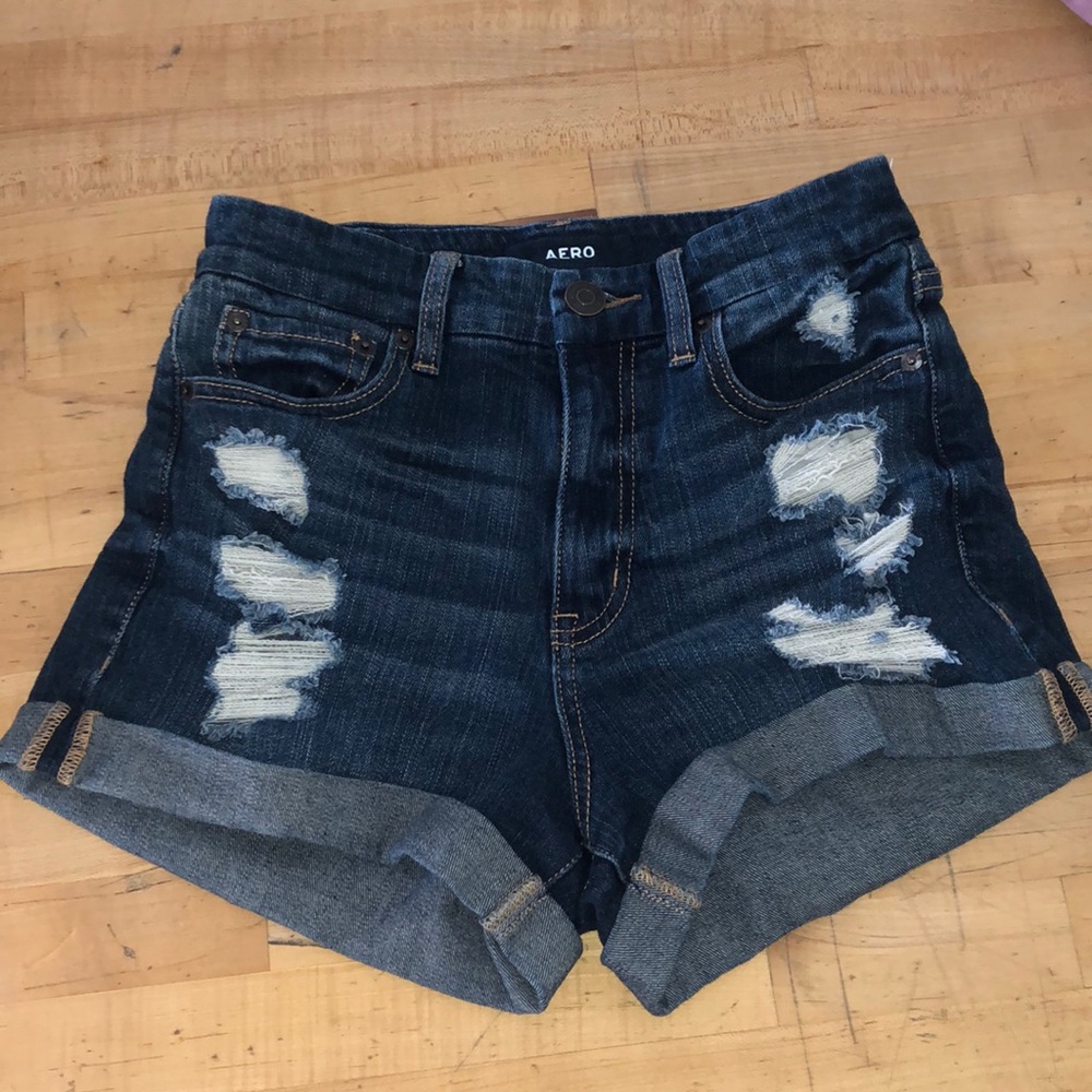 Aero Denim Curvy High Rise Shorts SZ: 2